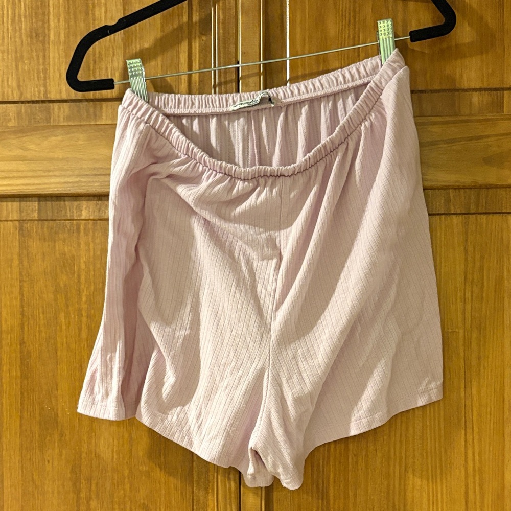 Abercrombie & Fitch Pale Pink Ribbed Lounge Sleepwear Shorts Size Large